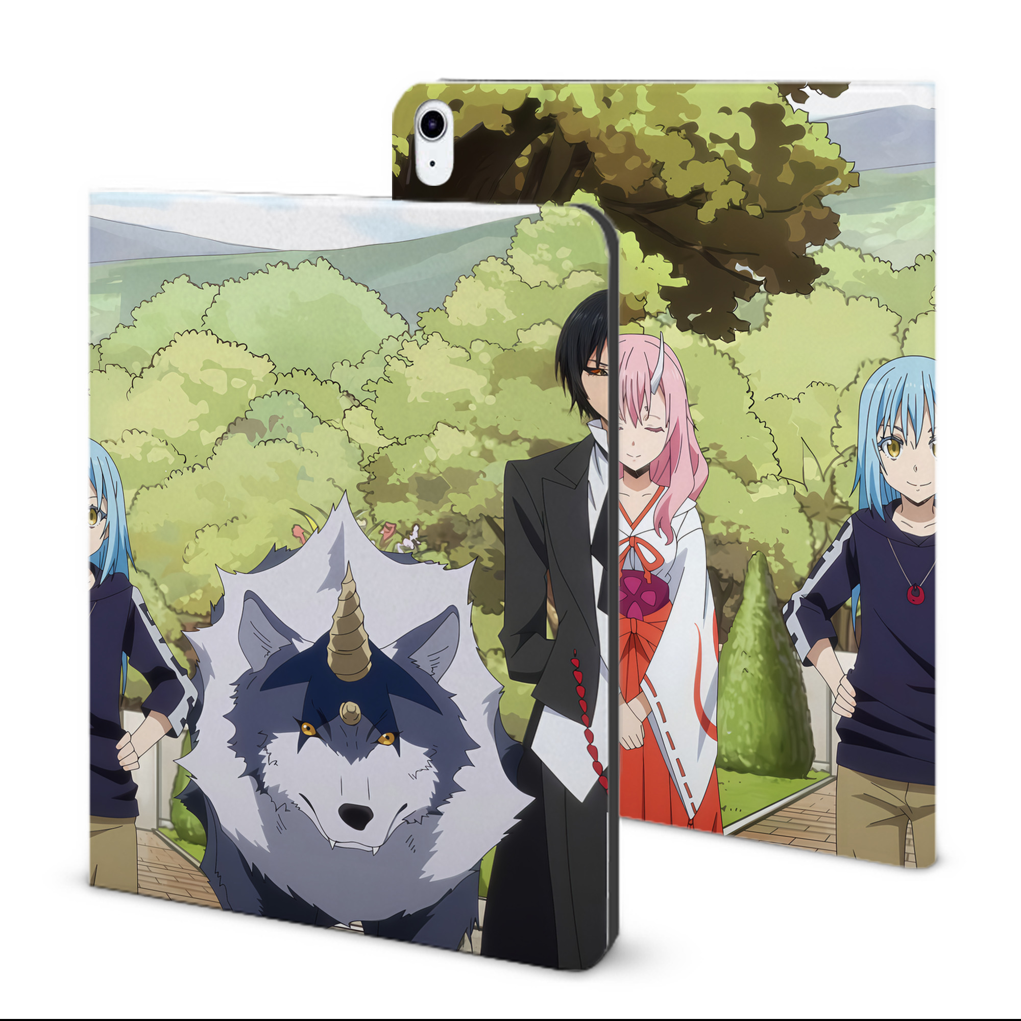 （画像用） 転スラ Regarding Reincarnated to Slime IPad ケース ブック型 PUレザー TPU 耐衝撃 軽量 薄型 ペン収納なし 全面保護 IPad 各モデル対応